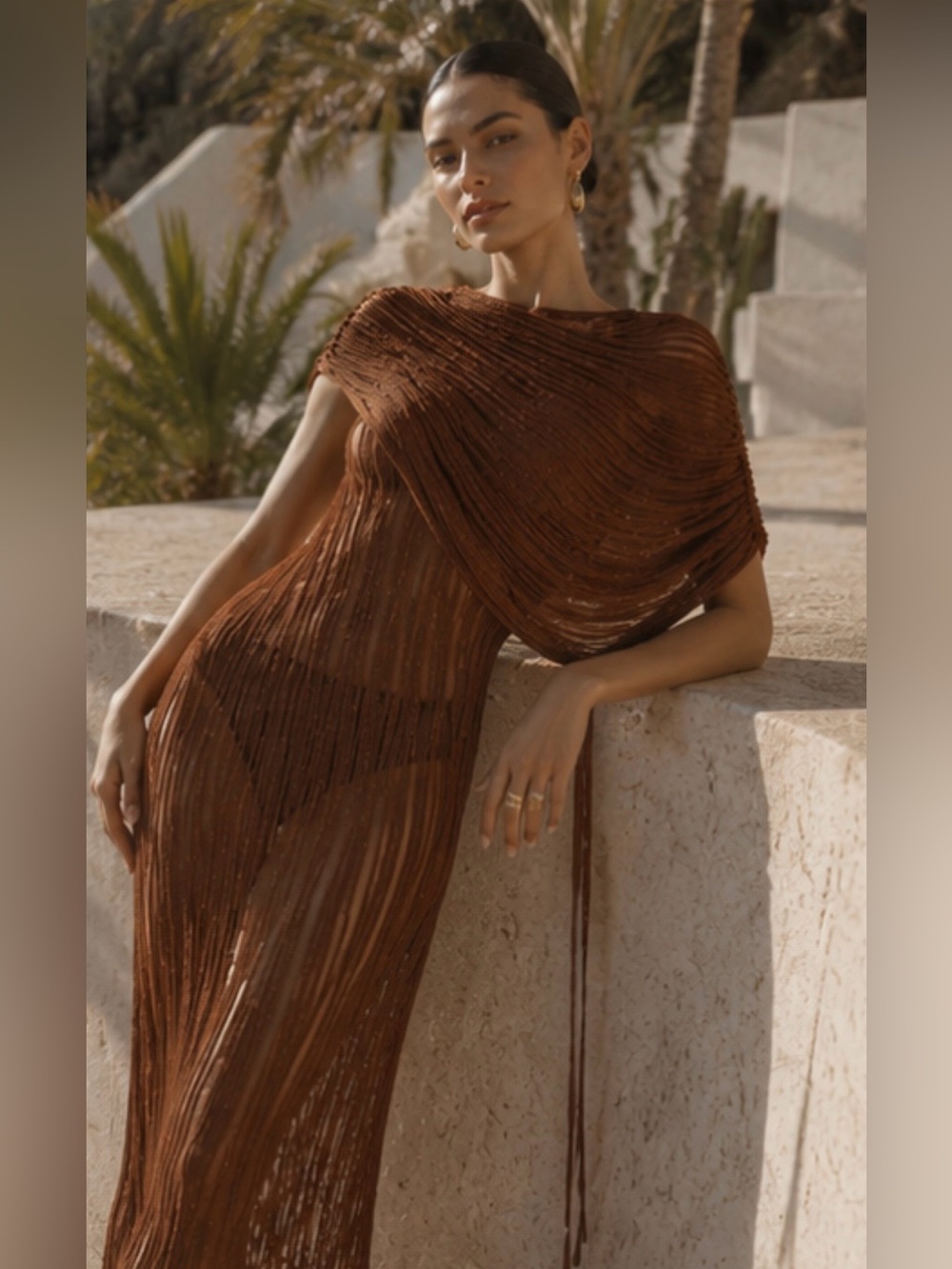 Cult Gaia Kaya Chainmail knit Metallic Midi Dress with Detachable Poncho Sz S - Picture 5 of 17